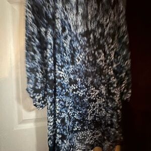 Lane Bryant Floral Blue and Black Dress